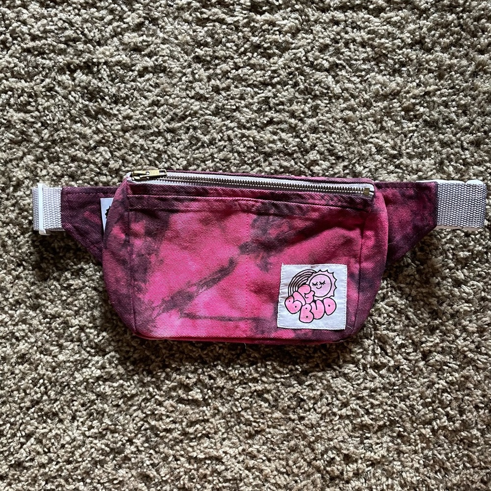 Custom Bleached Tie Dye Big Bud Press Fanny Pack